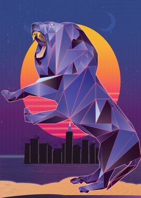 80s Retro Lion Low Poly