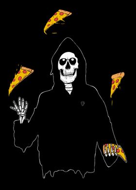 Grim reaper Juggling Pizza