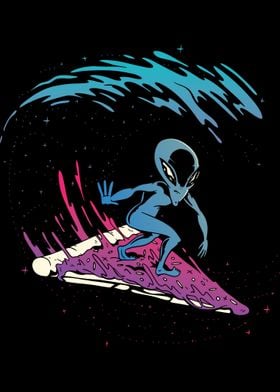 pizza surfing alien 