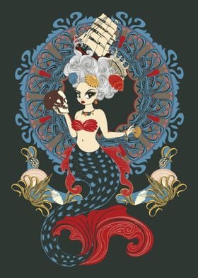 Rococo mermaid art nouveau