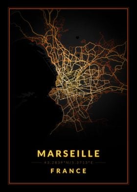 Marseille City Light Map