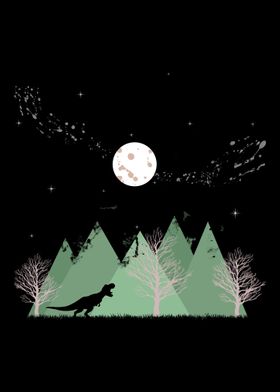 Dinosaurs in the moonlight