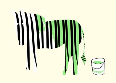 Zebra colored in green