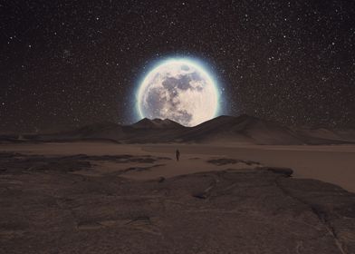 moon and hills