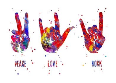 Peace love rock symbol