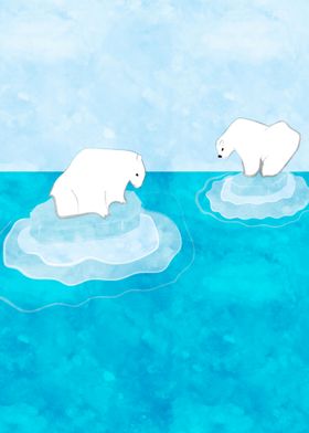 Polar bears on ice