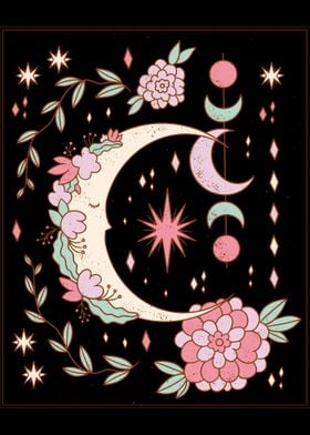 floral ornamental moon 