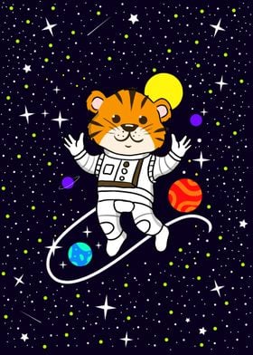 Tiger Astronaut In Space