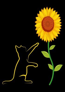 Black Cat Sunflower Lover