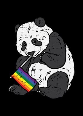 Panda Bear Rainbow Flag