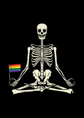 Yoga Skeleton LGBT Flag