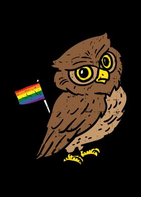 Owl Bird Rainbow Flag