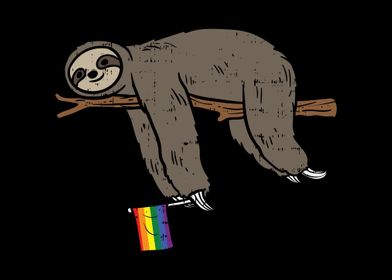 Lazy Sloth Rainbow Flag