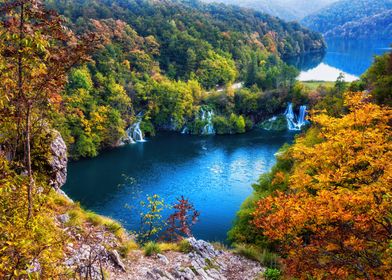 Lake In Autumn Landscape