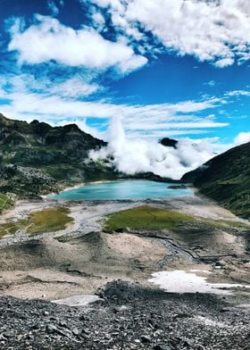 lake in middle mountains