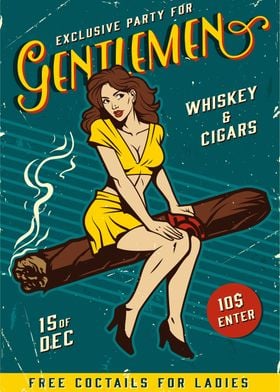 Gentleman  Smoking Cigars 16X20 Vintage Poster FREE S//H in USA