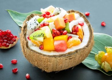 nature fruits in coconut