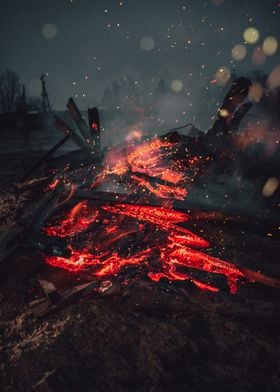 wood on fire