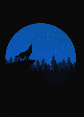 Animal Artistic Wolf Moon 