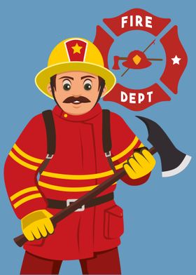 Firefighter with axe