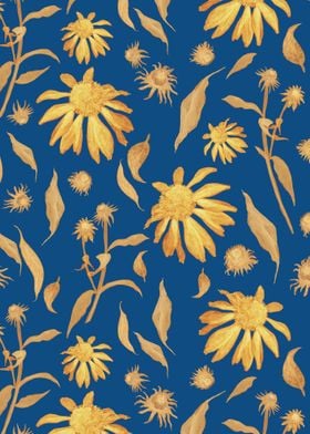 Yellow Echinacea on Blue