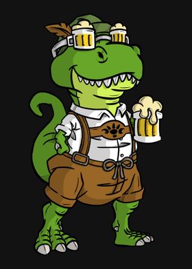 TRex Drinking Beer Dinosa