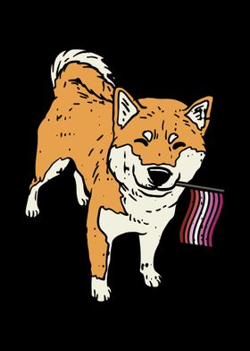 Shiba Inu Dog Lesbian Flag