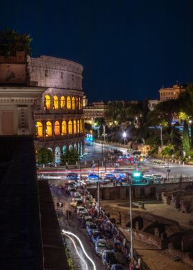 Rome night Colosseum view