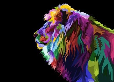 colorful lion head