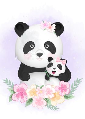 Panda and mom