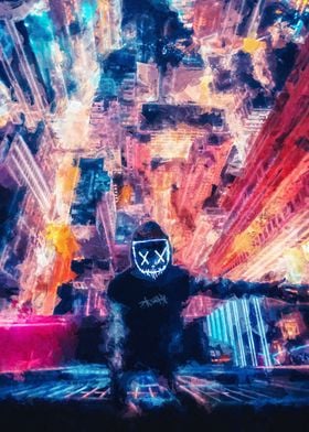 crazy neon mask painting