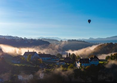 village town air balloon