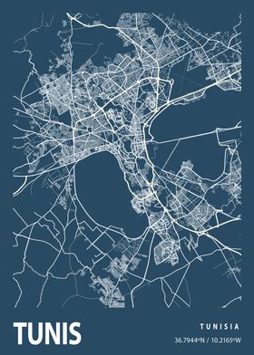 Tunis Blueprint Street Map