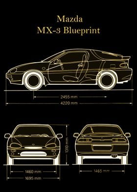 Mazda MX3 Blueprint gold 