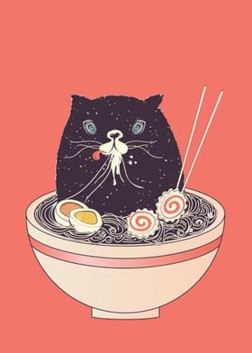 Ramen and black cat