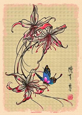Japanese Art Flower Print
