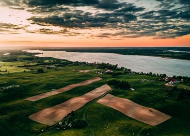 Lake and field