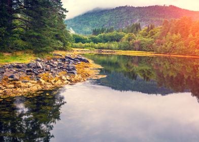 Lake Landscape Mountain Na