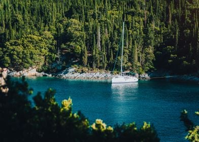 White Sail Boat Yacht Moor