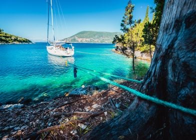 Sail Boat Docked Alone In 