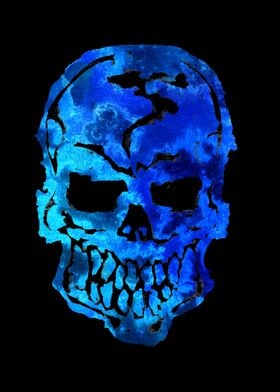 Blue Human Skull