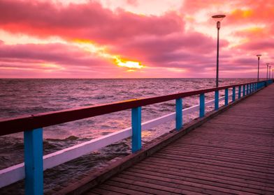 Sea Sunrise Sunset Pier Ba