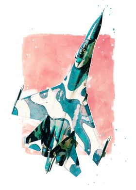 Su27 Flanker Watercolor