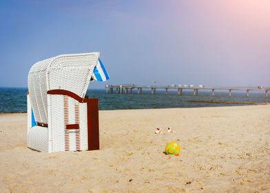 One Beach Chairs On Sandy 