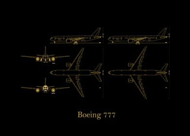 Boeing 777 Blueprint gold