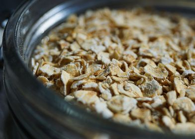 Raw Oats in a Glass Bowl