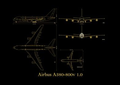 Airbus  A380 800 blueprint