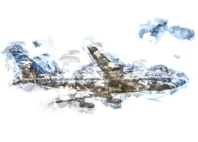 Watercolour Boeing 747