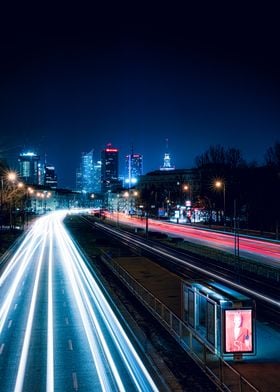 WARSAW SKYLINE AT NIGHT