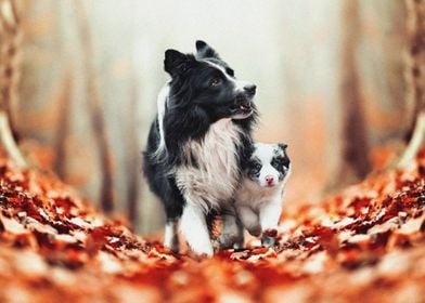 Border Collie family bokeh